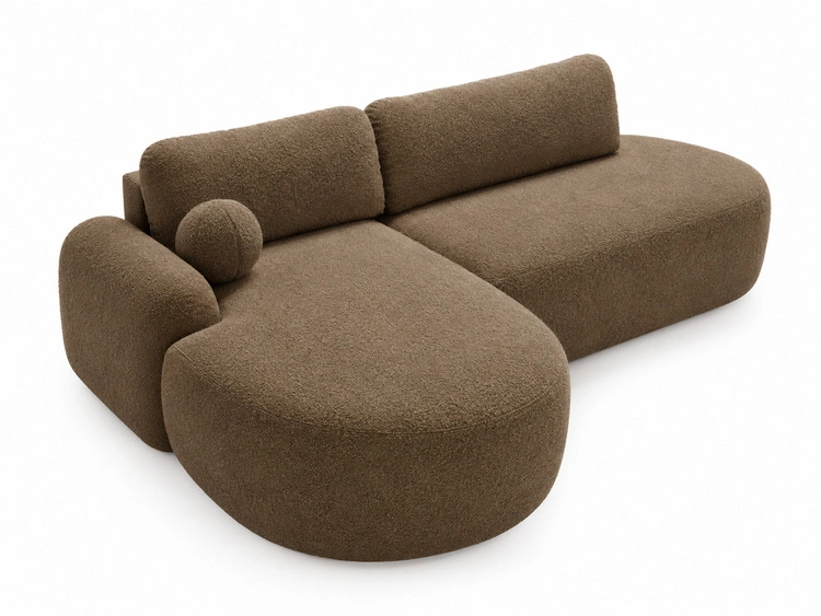 Ecksofa L-Form Links mit Schlaffunktion und Bettkasten Aurio O Braun