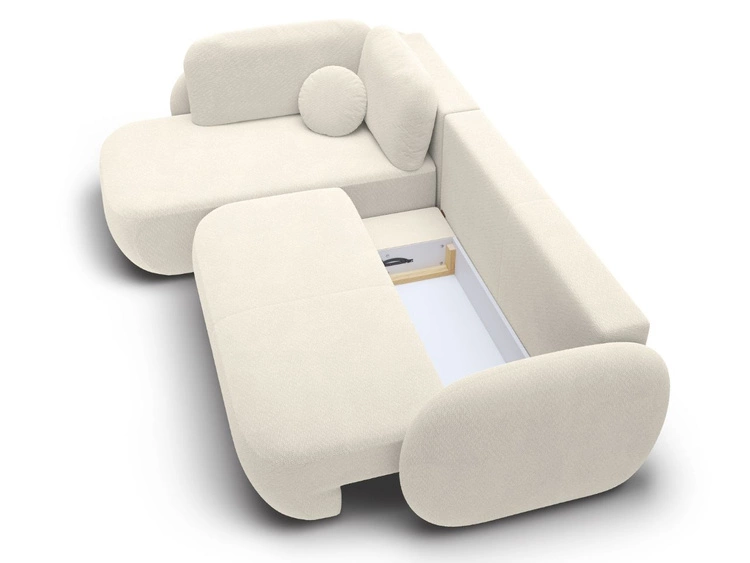 Ecksofa mit Schlaffunktion und Bettkasten Links Carino Creme