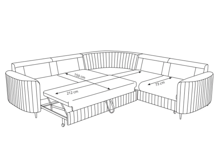 Ecksofa L-Form Links mit Schlaffunktion und Bettkasten Limon Orange