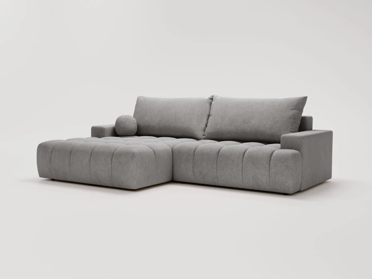 Ecksofa L-Form mit Schlaffunktion und Bettkasten Havi Links Grau