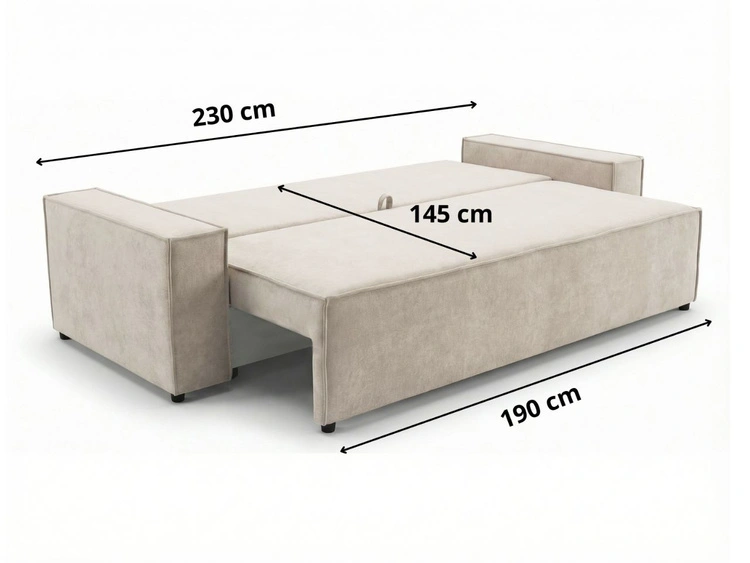 Schlafsofa mit Bettfunktion und Bettkasten Sivra Hellgrau