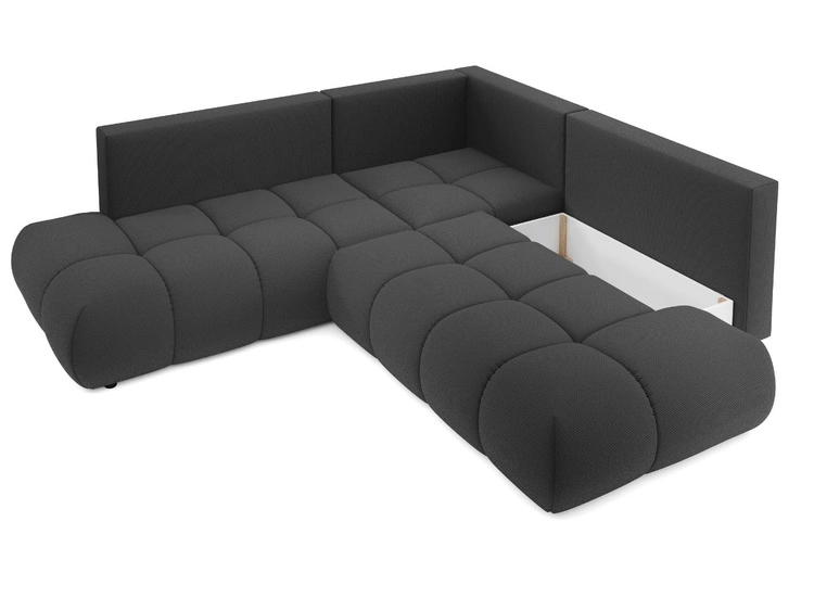 Ecksofa mit Schlaffunktion und Bettkasten Links Kair Graphit
