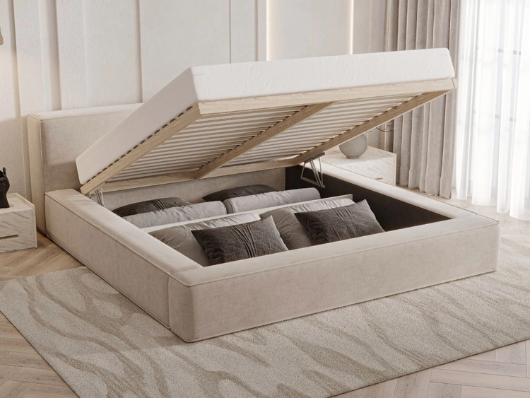 Polsterbett mit Bettkasten und Lattenrost 160x200 Mali Beige