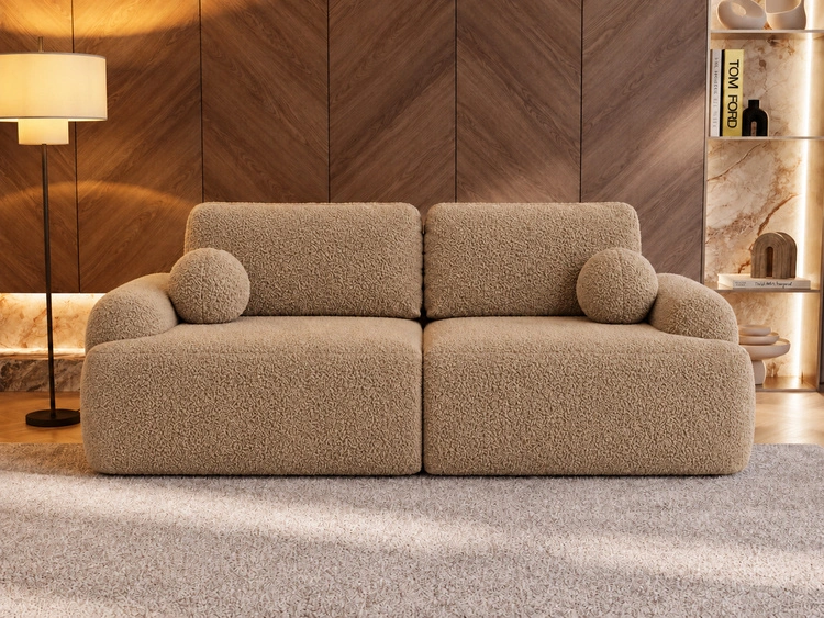 Sofa mit Schlaffunktion und Bettkasten Aurio Hellbraun