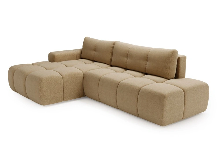 Ecksofa L-Form Links mit Schlaffunktion und Bettkasten Montero Hellbraun