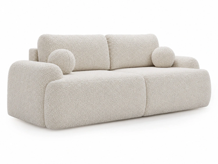 Sofa mit Schlaffunktion und Bettkasten Aurio Creme