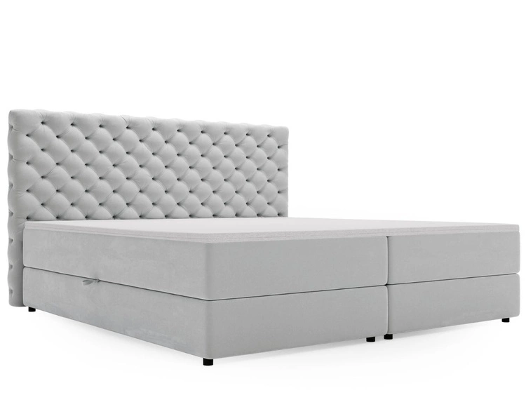 Boxspringbett mit Bettkasten 140x200 Bergamo Hellgrau