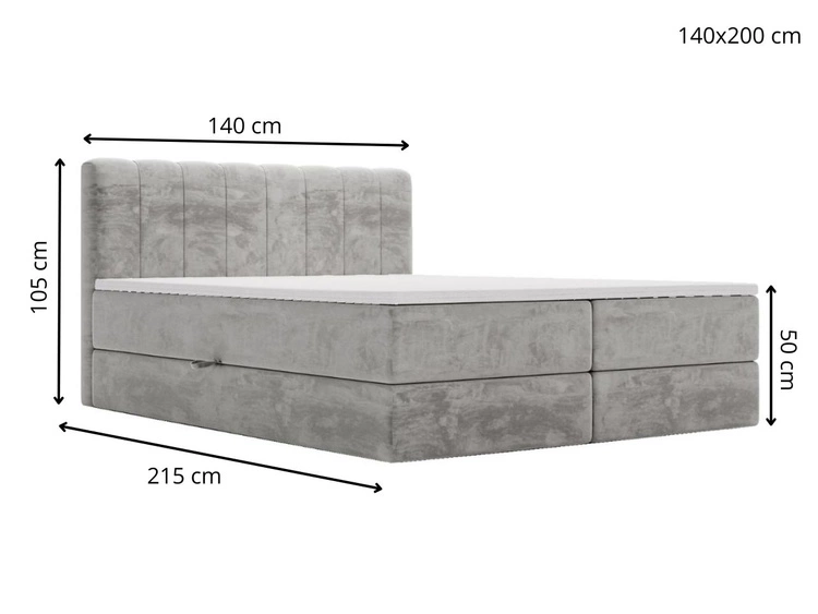 Boxspringbett mit Bettkasten 140x200 Forte Dunkelblau