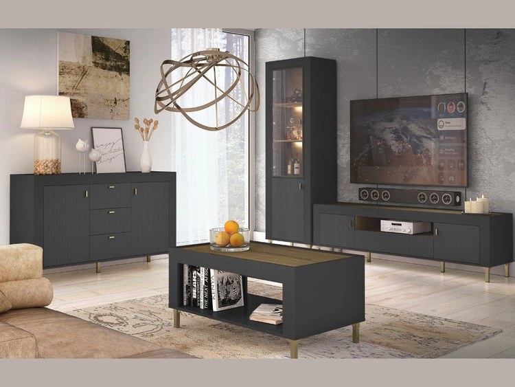 Couchtisch mit Stauraum Messina Schwarz
