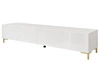 TV-Lowboard mit zwei Türen auf goldenen Beinen 175 cm mit LED-Beleuchtung Sorelle Weiß Hochglanz