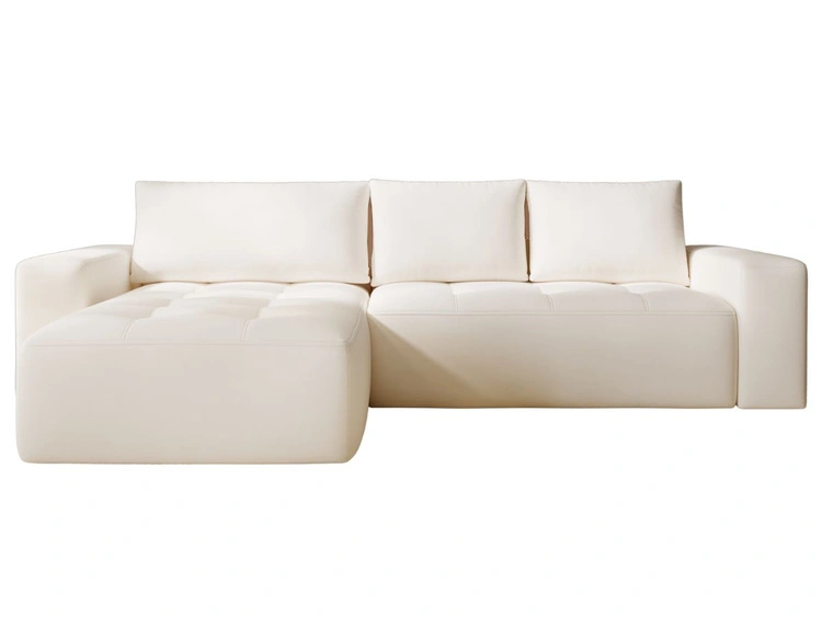 Ecksofa L-Form mit Links Schlaffunktion und Bettkasten Portland Creme