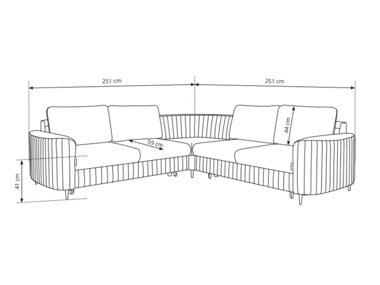 Ecksofa L-Form Links mit Schlaffunktion und Bettkasten Limon Dunkelblau