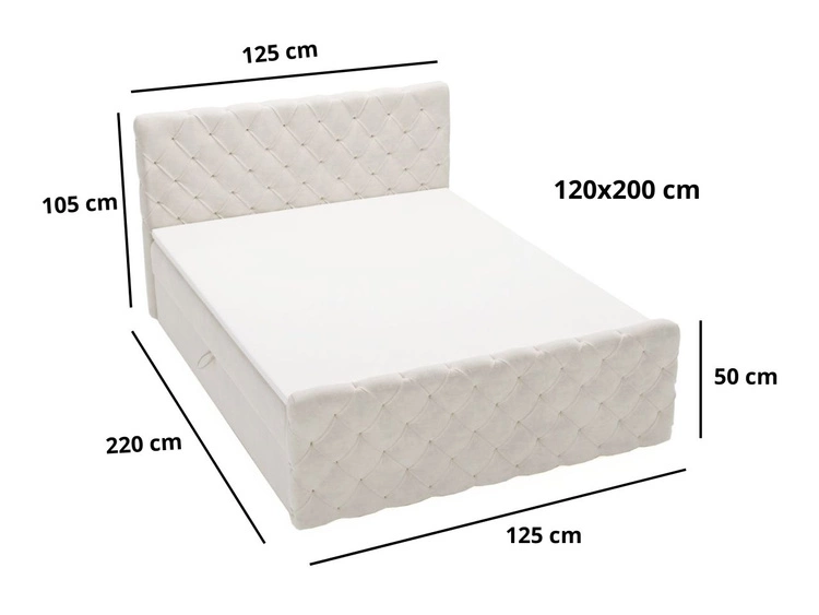 Boxspringbett mit Bettkasten 120x200 Lunaris Hellbraun
