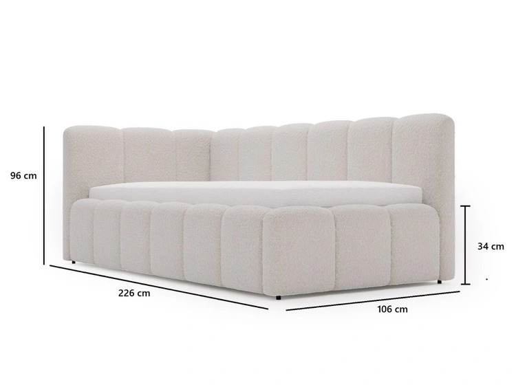 Jugendbett Einzelbett mit Bettkasten und Lattenrost 90x200 Cloud One Schwarz Bouclé-Stoff