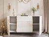 Wohnzimmer-Set mit goldenen Metallbeinen im Glamour-Stil Lunelie Weiß Hochglanz